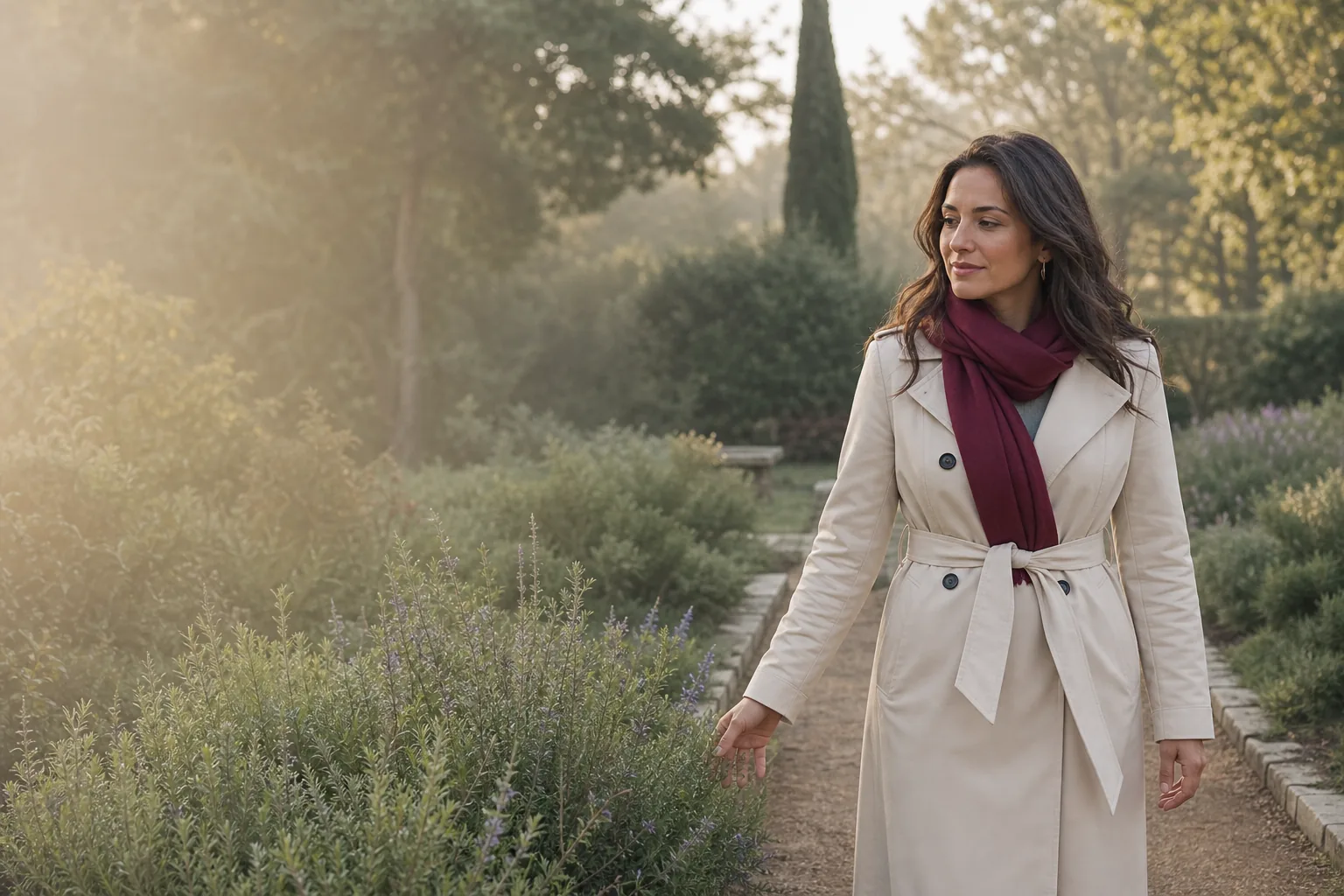 Woman walking through a garden while learning how to fix anxious attachment